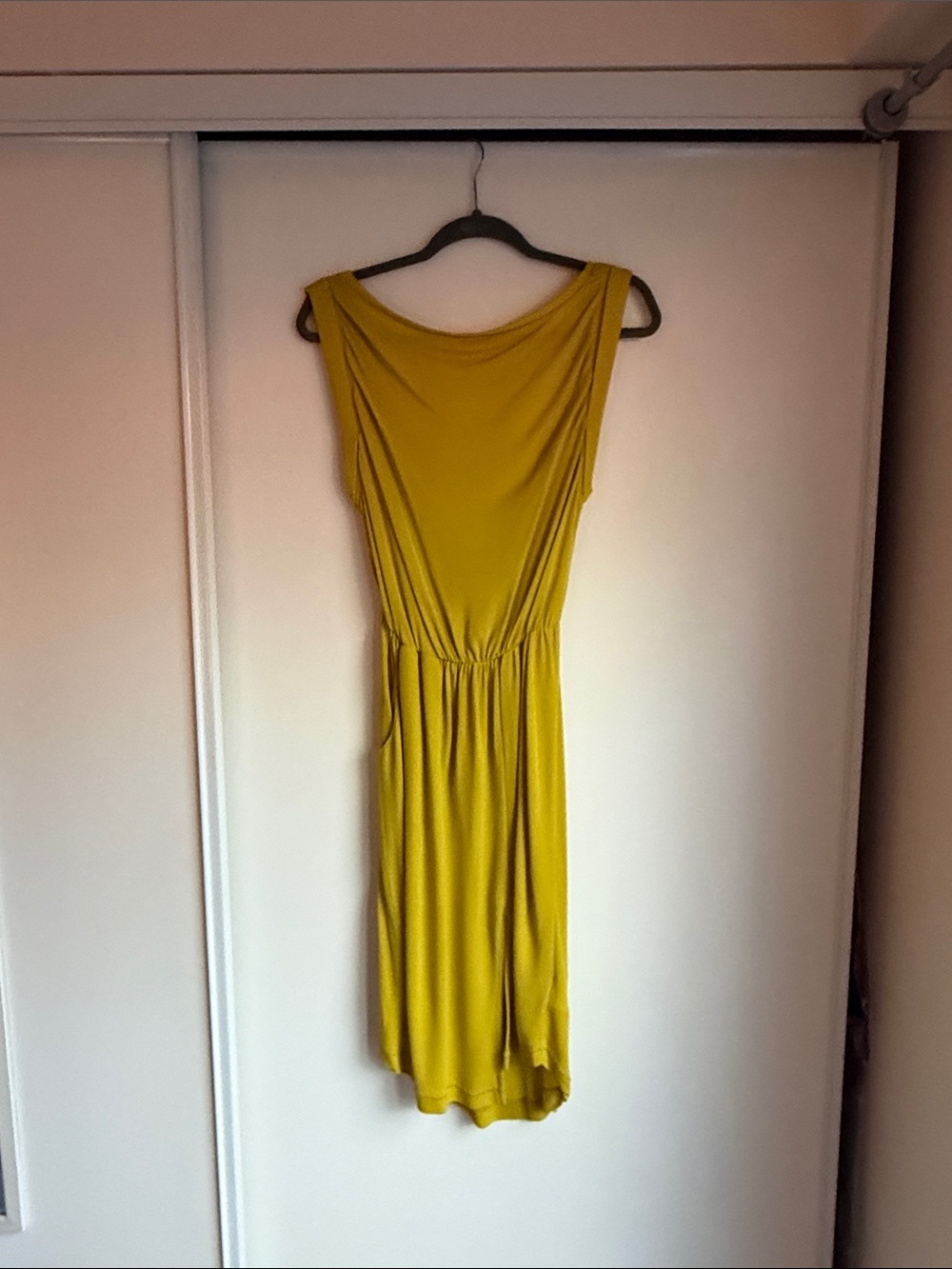 Sleeveless Mustard Yellow Open Back Dress